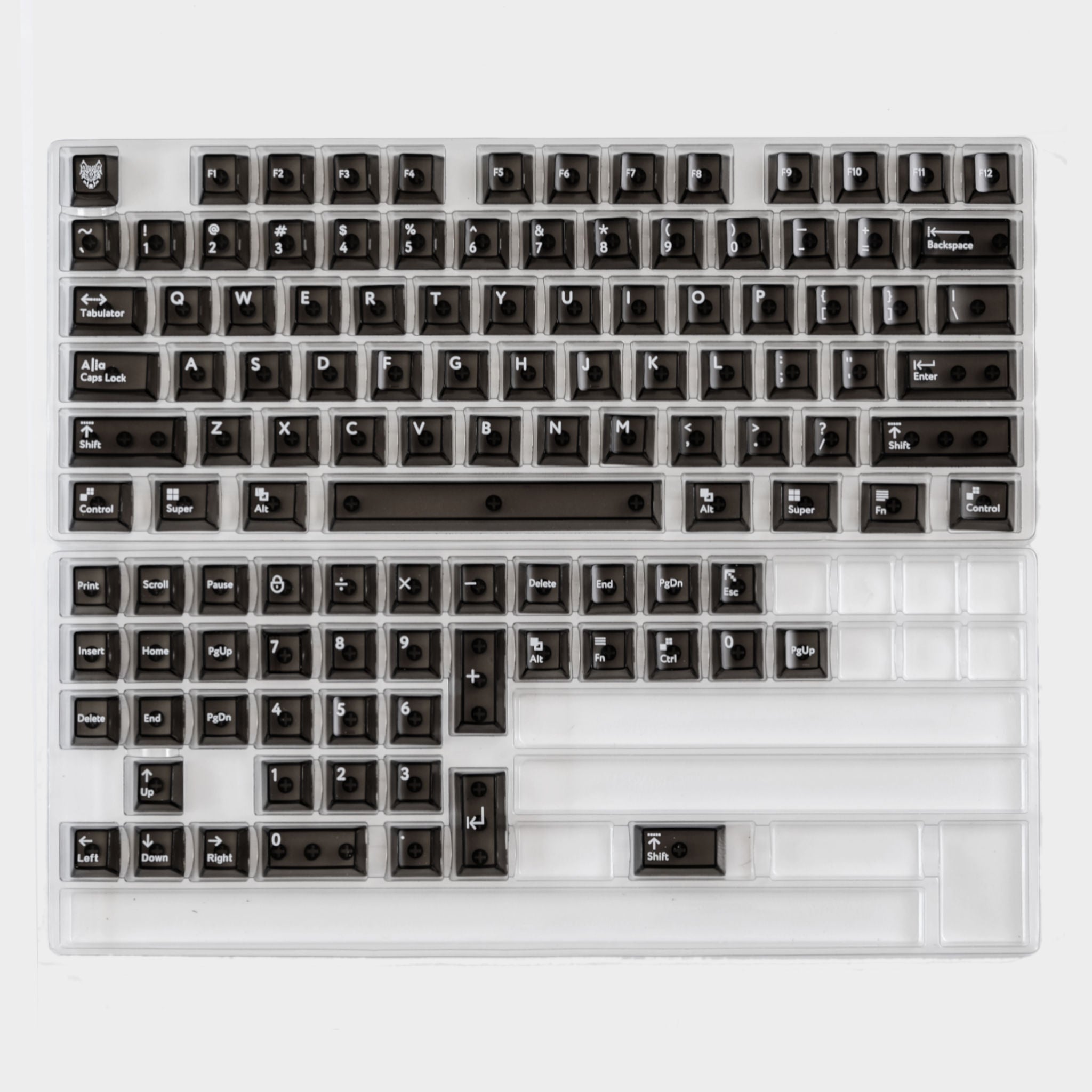 Zestaw keycapów do klawiatury Aifei Crystal Clear Black