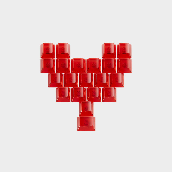 Przezroczyste czerwone keycapy w kształcie serca Akko Love