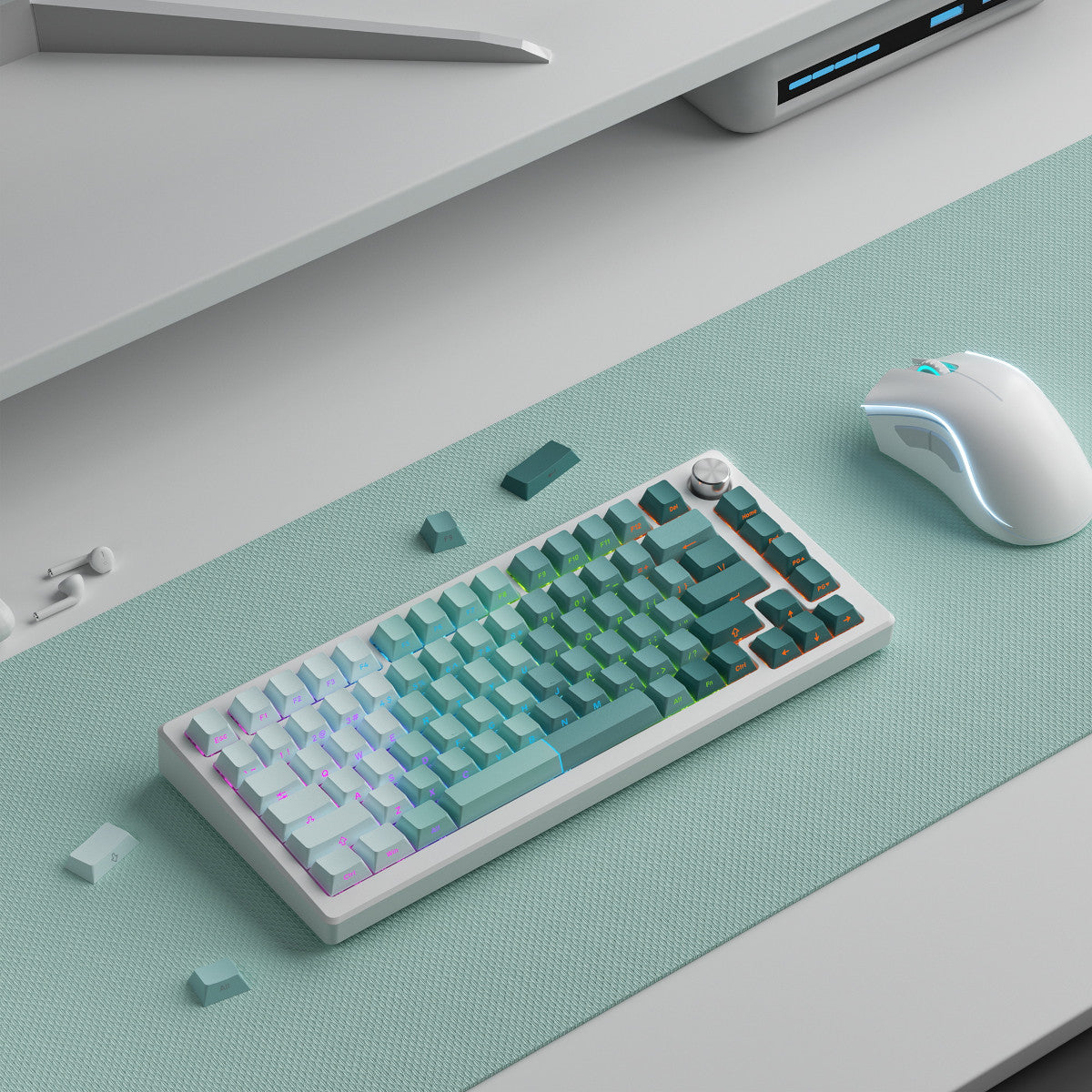 Minimalistyczne keycapy do klawiatury Gradient Cyan