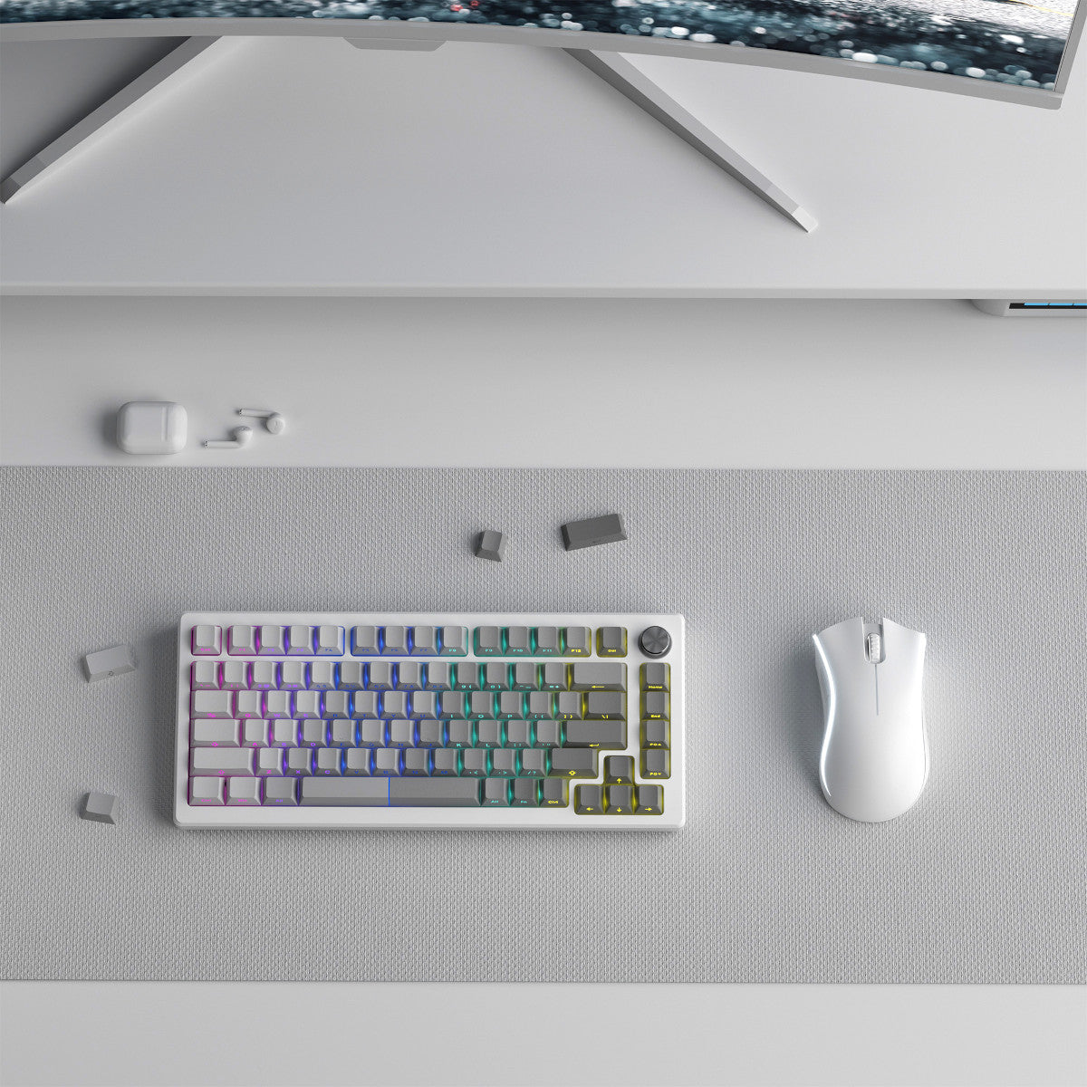 Szare keycapy do klawiatury z prześwitującymi legendami XVX Gradient Gray