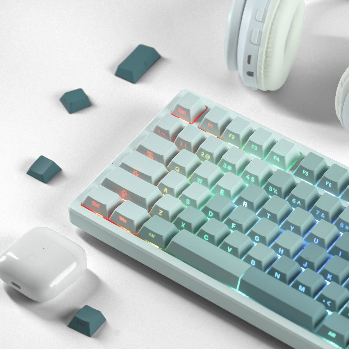 Keycapy Gradient z przezroczystymi legendami