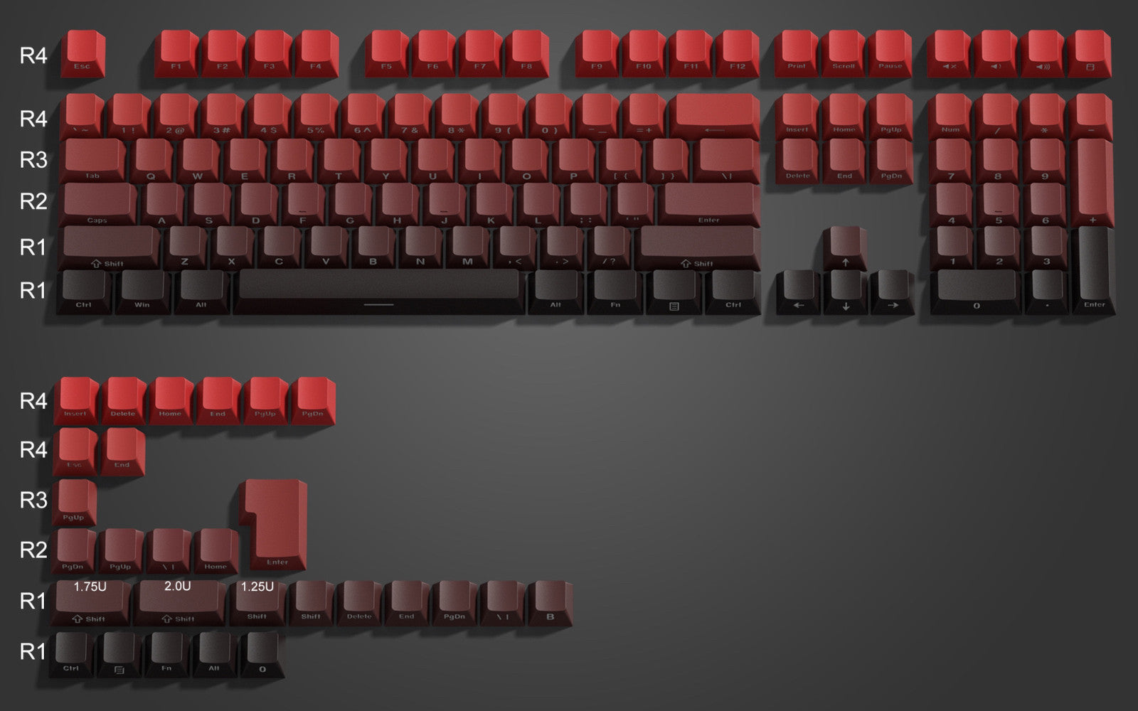 Zestaw klawiszy do klawiatury Red Gradient