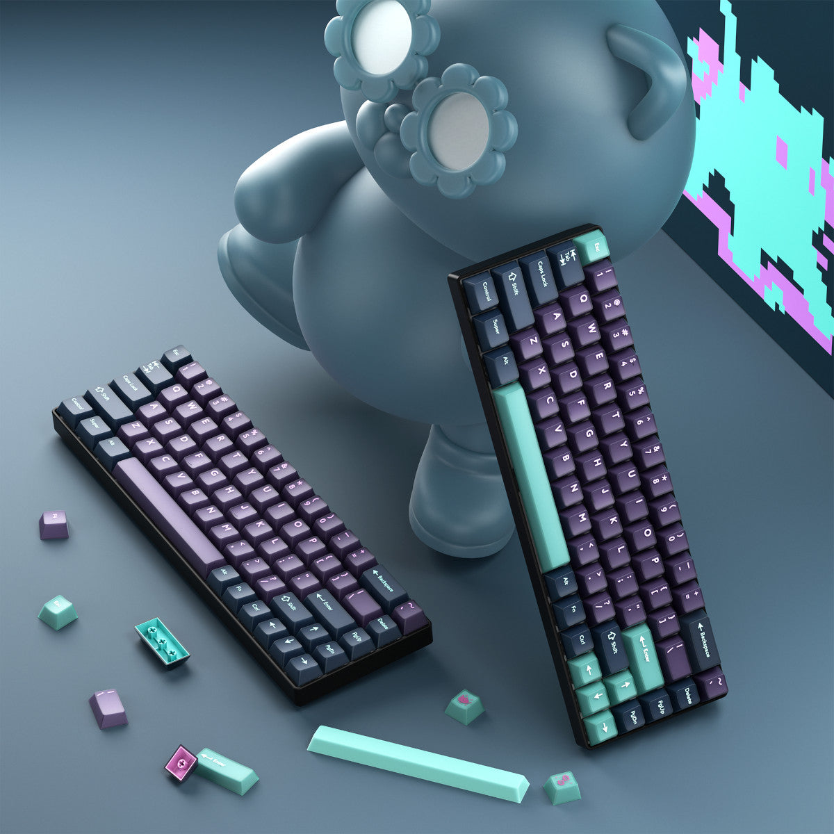 Keycapy do klawiatury fioletowo-turkusowe Abyss Mirage