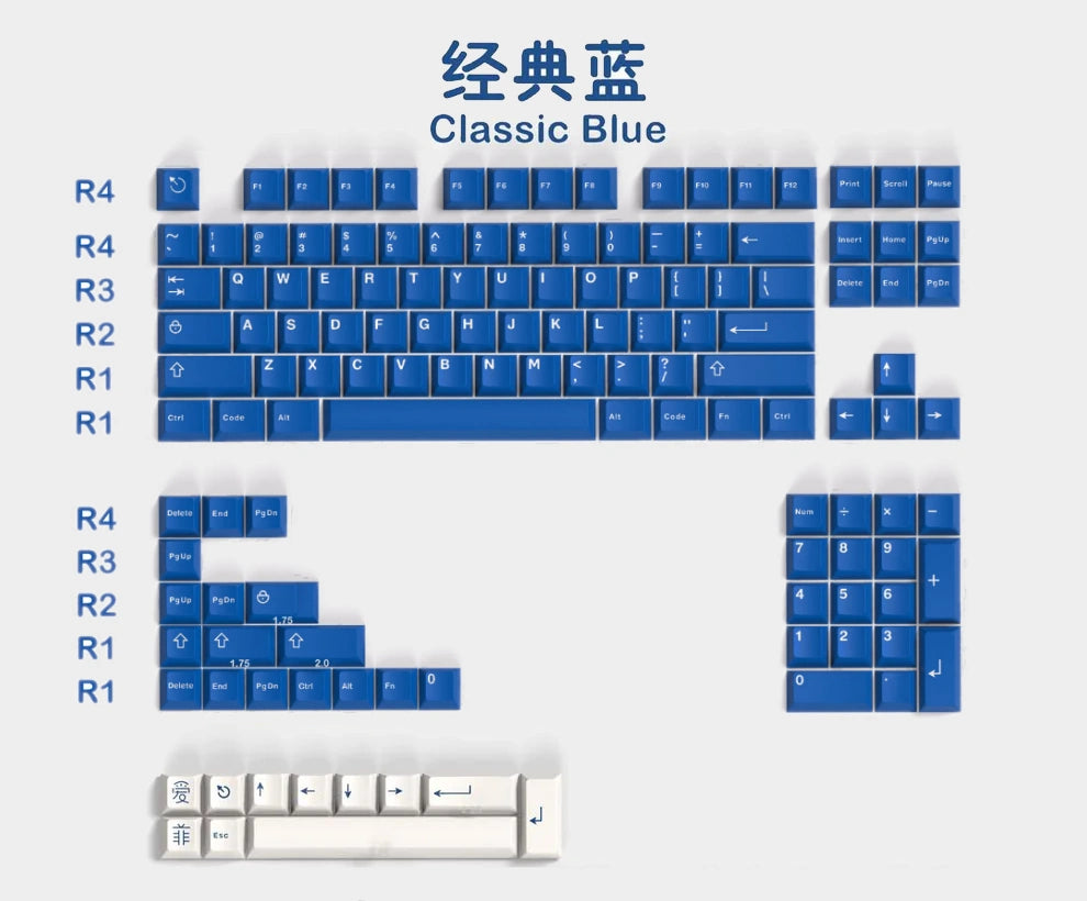 Zestaw keycapów Cherry Doubleshot Classic Blue do klawiatury mechanicznej