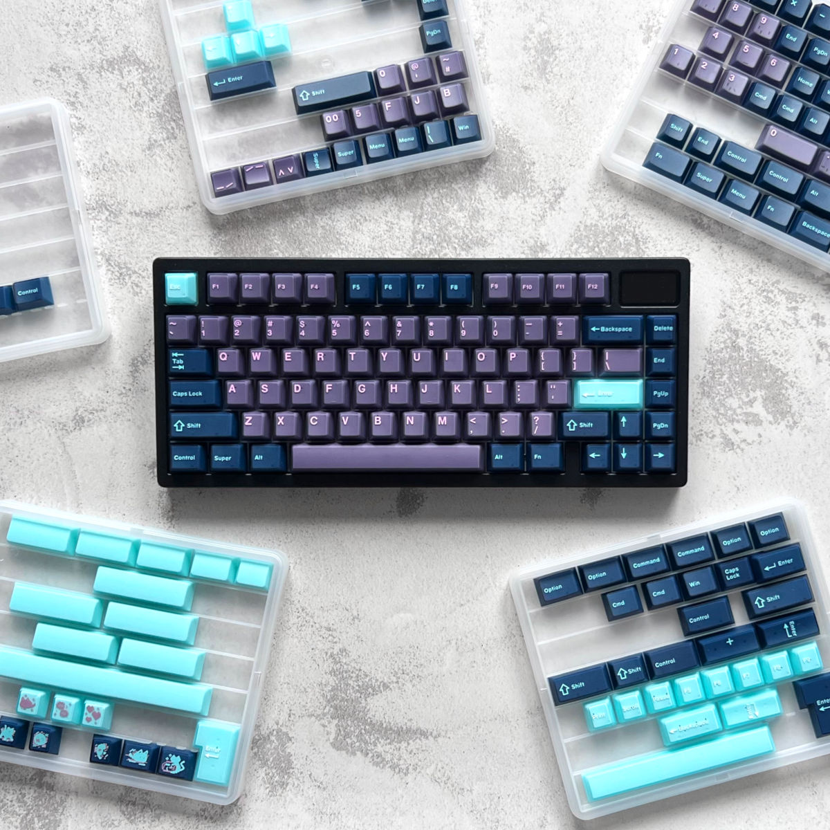 Keycapy do klawiatury fioletowo-turkusowe Abyss Mirage