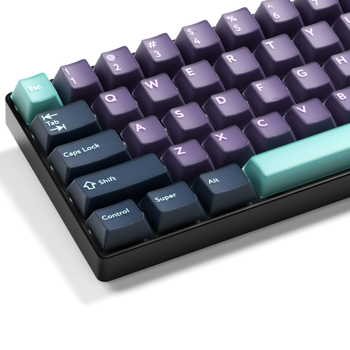 Keycapy XVX Abyss Mirage fioletowe z turkusowymi akcentami