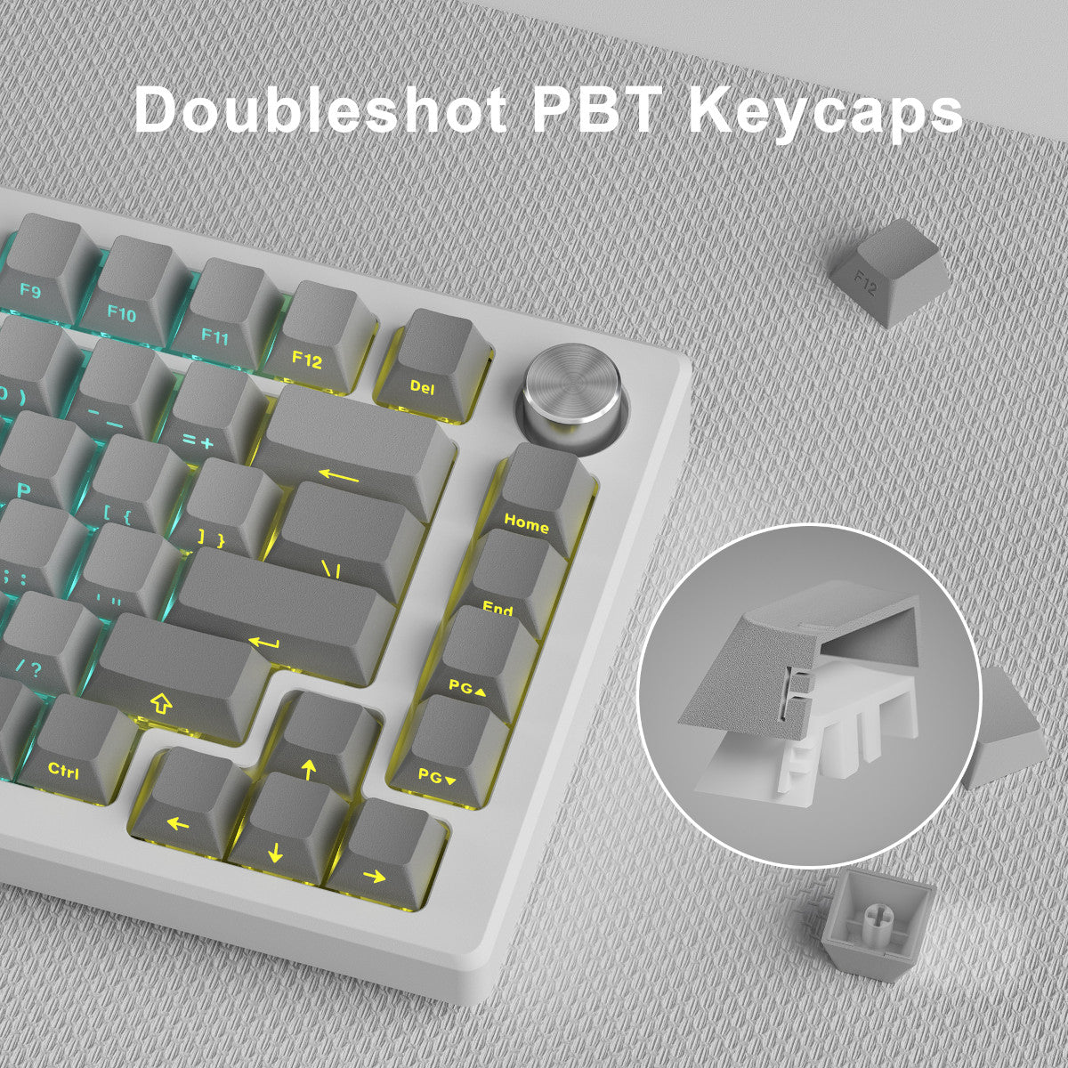 Keycapy szare gradientowe Doubleshot PBT