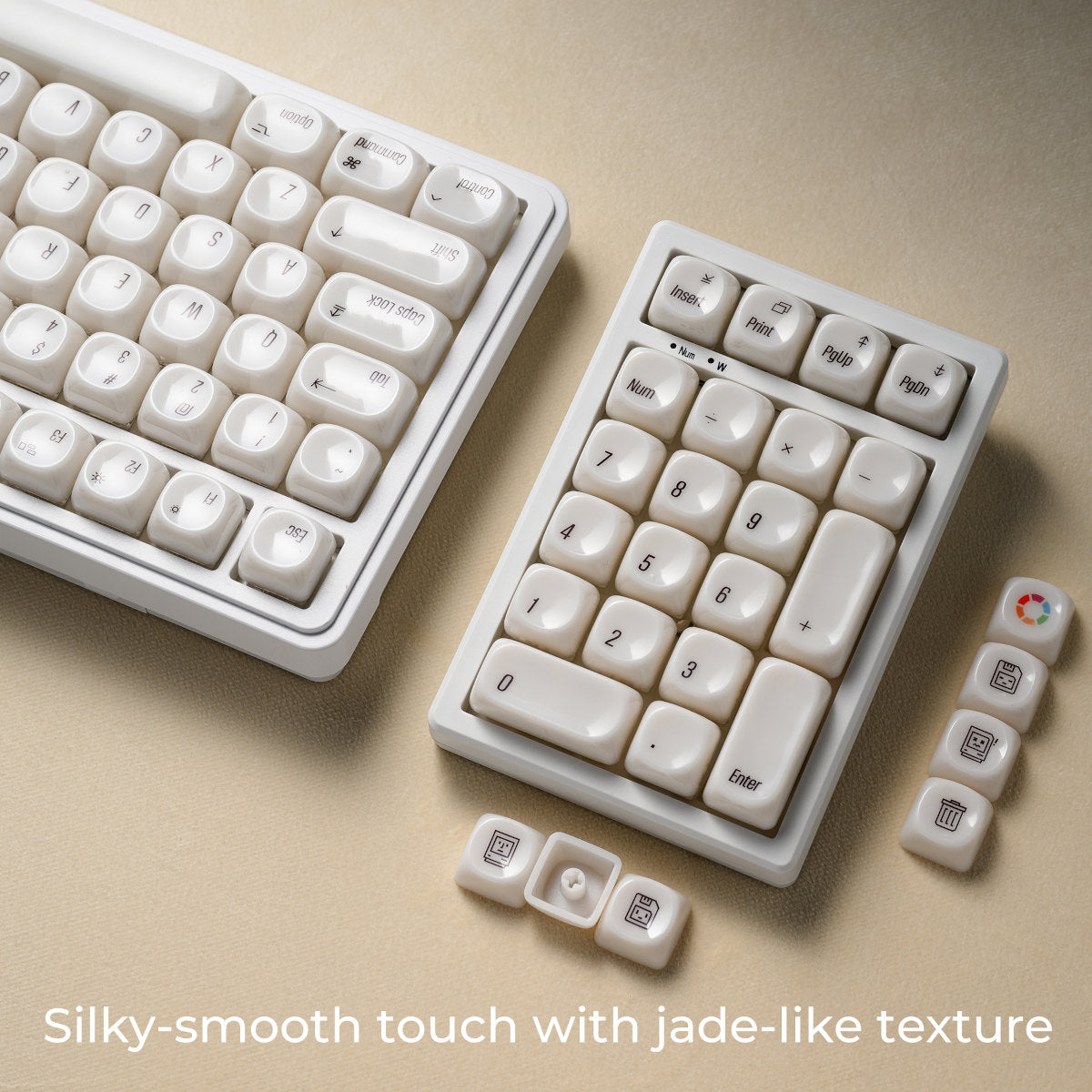 Zaokrąglone mleczne keycapy White Chocolate