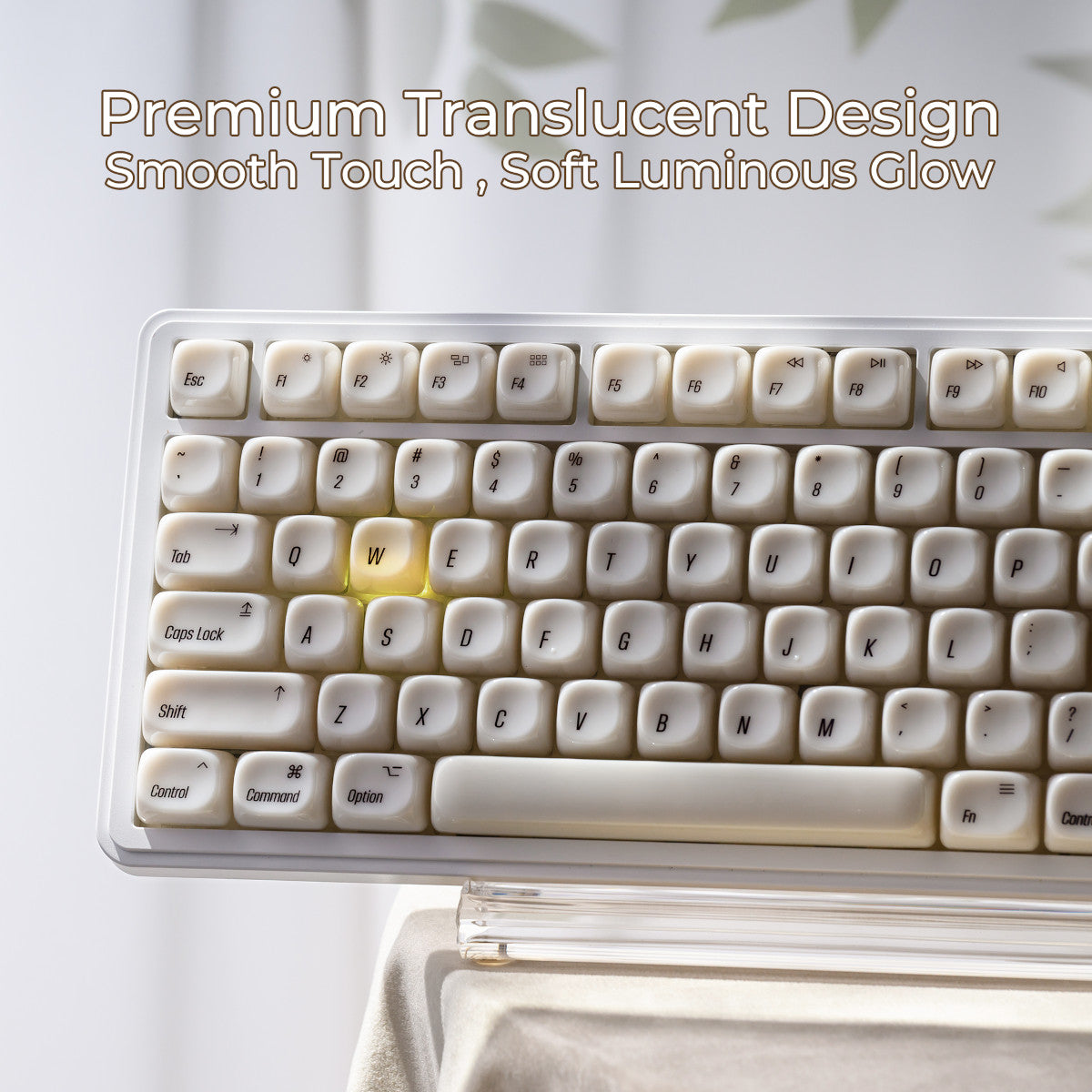 Estetyczne mlecznobiałe keycapy White Chocolate przepuszczające RGB